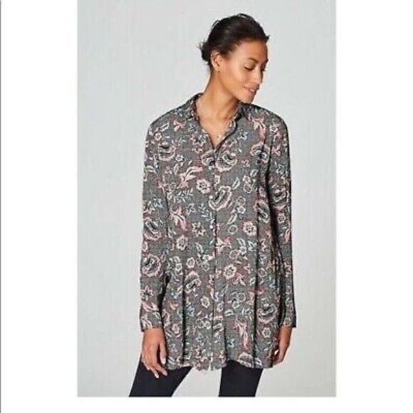 J. Jill NWT Marvel Black/White Pink Floral Tunic Sz 2X - Picture 2 of 11